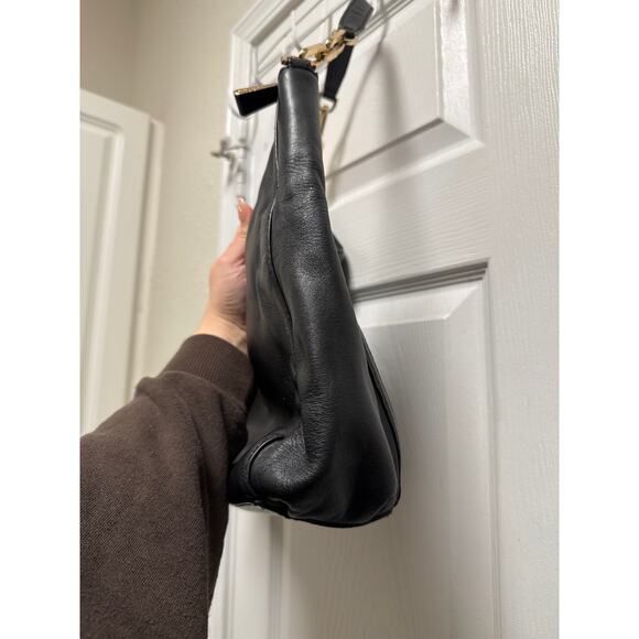 Michael Kors Matilda Black Leather Chain Handle Slouchy Boho Shoulder Bag - Picture 6 of 8